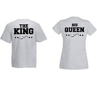 Partner Pärchen Couple The King His Queen T-Shirt Shirt - 1x Damen T-Shirt Grau M