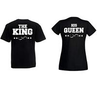 Partner Pärchen Couple The King His Queen T-Shirt Shirt - 1x Damen T-Shirt Schwarz L