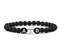 Partnerarmbänder | Armband mit HERZ für Pärchen| 6mm Naturstein Perlen | Geschenk für Frauen | Geschenke für Freunde | Freundschaft Geschenke | UNISEX |… (1 Armband)
