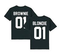 Partnerlook - T-Shirt für Paare - Blondie Brownie 01 Back Partner Unisex Shirt schwarz, XS, T-Shirt Damen