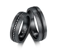 Partnerring MARRYA "Carbon Ringe Trauringe Eheringe Partnerringe" Gr. 76, schwarz (herren ring, schwarz), Fingerringe, Herren, 76, Carbon (42698027-76) herren ring, schwarz