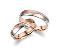 Partnerring MARRYA "Edelstahl Ringe Trauringe Eheringe Partnerringe" Gr. 68, damen ring, silber, rosé, Fingerringe, Damen, 68, Edelstahl (70613044-68) damen ring, silber, rosé