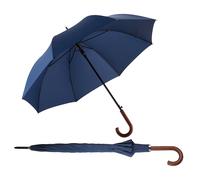 Partnerschirm EUROSCHIRM "Automatik W130, marineblau", Damen, blau (marineblau), Bezug: 100% Polyester, uni, Regenschirme Partnerschirm, mit Automatik, Griff aus Holz und extra großem Dach (15508236-0