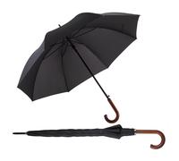 Partnerschirm EUROSCHIRM "Automatik W130, schwarz", Damen, schwarz, Bezug: 100% Polyester, uni, Regenschirme Stockschirm, Regenschirm für Zwei, mit Automatik, Griff aus Holz, extra großes Dach (169024