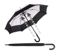 Partnerschirm EUROSCHIRM "Automatik W335, schwarz/hellgrau", Damen, schwarz-weiß (schwarz, grau), Bezug: 100% Polyester, Regenschirme Partnerschirm, mit Automatik, Griff aus Echt-Leder und extra große