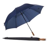 Partnerschirm EUROSCHIRM "birdiepal classic, karodesign", Damen, blau (karodesign), Bezug: 100% Polyamid, kariert, Regenschirme Partnerschirm, Regenschirm für Zwei, mit Echtholzgriff aus Nussbaum (450