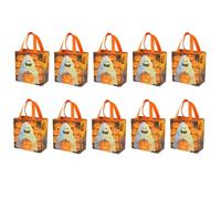 Party Bags - 10 Pcs Reusable Cute Cat Non Woven Trick or Treat Totes | Reusable non-woven cat party favor bags with handles hold snacks & toys for trick-or-treat, carnivals & holidays.