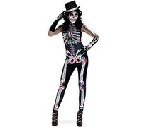 Party-Chic 12070 Damen Jumpsuit Skelett Catrina-Gr. S