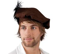 PARTY DISCOUNT® Hut Mittelalter Barett, braun mit Feder