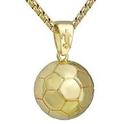 Sopodbacker Party Halskette Ketten Schmuck Herren Frauen Anhänger Necklace Basketball Anhänger Halskette Hiphop Fußball Anhänger Accessoires Männer Sportball Runder Anhänger Fußball-Gold