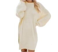Party Kleider Damen Schwarz Pullover Kleid Elegante Winterkleid Lässig Modische Wollkleid Knielang Dresses Lose Strickkleid Langarm Warme Herbst Winter Pulloverkleid Dresses S A Beige