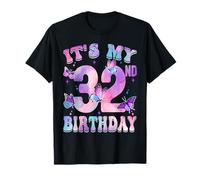 Partygirl mit Schmetterlingsmotiv „It's My 32. Birthday“, 32 Jahre T-Shirt