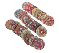 PartyKindom 100 Stück Holzknöpfe 25mm Bunte Blumenmalerei Verschleißfest Glatte Oberfläche Zum Aufnähen Für Kleidung Und Basteln Boho Style Selbstgemacht Zubehör