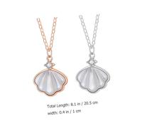 PartyKindom 2 Stück Muschelhalsketten Damen Titanstahl Anhänger Zarte Schmuckstücke in Roségold und Silber für Geburtstag Valentinstag und Alltag