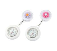 PartyKindom 2 Stück Silikon Krankenschwester Taschenuhren mit Gänseblümchen Motiv Kleine Hängeuhren für Pflegepersonal Medizinische Brustuhren Praktische Zeitschaltuhr