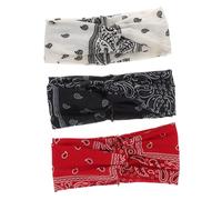 PartyKindom 3 Stück Bohemia Haarband Damen Paisley Druck Breites Gedrehtes Stirnband Atmungsaktiv Schweißabsorbierend für Yoga Laufen Tennis Sport Freizeit
