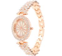 PartyKindom Damen Armbanduhr Glänzend mit Strasssteinen Roségold Zierliche Quarzuhr Schmuck Dekor Freizeit Mädchenuhr für Alltag und Events