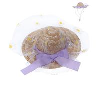 PartyKindom Kleiner Strohhut für Hunde und Katzen Weicher Handgefertigter Sonnenhut Atmungsaktiv und Leicht als Geburtstagsgeschenk für Kleine Haustiere und Welpen