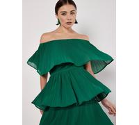 Partykleid APRICOT "Plissee Lagen-Bardot-Minikleid", Damen, Gr. S (36), N-Gr, grün, gewebt, Obermaterial: 100% Polyester PES., unifarben, normal, Kleider Partykleid, im Lagenlook (67180369-36) grün