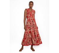 Partykleid APRICOT "Schimmerndes Midaxi-Kleid", Damen, Gr. S (36), N-Gr, rot, gewebt, Obermaterial: 98% Baumwolle CO. 2% sonstige Fasern AF., bedruckt, normal, V-Ausschnitt, Kleider Partykleid, mit Sc