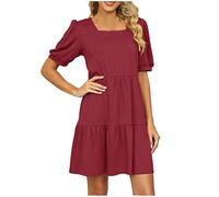 Partykleid Damen Frühlingsangebote Lässige Feste Kleidung Knopf Lange Hemdkleid Spaghettiträger Langes Sommer Strand Swing Maxikleid Kurz Boho Kleid Elegant Chiffon Partykleid Sommerkleid meine