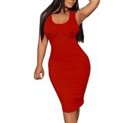 Partykleid Damen Frühlingsangebote Lang Blumenkleid Rüschen Freizeitkleid mit Knöpfen Sexy Bodycon Minikleid Club Kleid One Shoulder Partykleid Sexy Trägerloses Schulterfreies Blumenkleid Strand