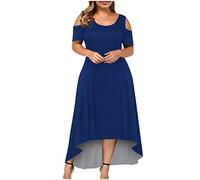 Partykleid in Übergröße für Damen mit Rundhalsausschnitt, schulterfrei, kurzärmlig, Damenkleider, einfarbig, Rock, A-Linien-Kleider