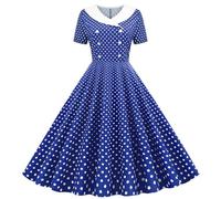 Partykleid Mädchen Elegant A Linie Kleid V-Ausschnitt Midikleid Lässig Kurzarm Sommerkleid Polka-Dot Muster Ballkleid Hohe Taille Prinzessin Kleider Bequem Abendkleid 5-14 Jahre
