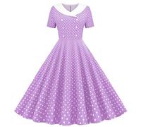Partykleid Mädchen Elegant A Linie Kleid V-Ausschnitt Midikleid Lässig Kurzarm Sommerkleid Polka-Dot Muster Ballkleid Hohe Taille Prinzessin Kleider Bequem Abendkleid 5-14 Jahre