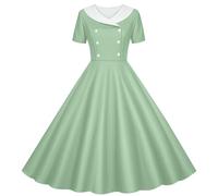 Partykleid Mädchen Elegant A Linie Kleid V-Ausschnitt Midikleid Lässig Kurzarm Sommerkleid Polka-Dot Muster Ballkleid Hohe Taille Prinzessin Kleider Bequem Abendkleid 5-14 Jahre