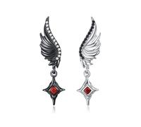 PARYFO Engel Teufel Ohrringe Sterling Silber Schwarz Engel Flügel Ohrstecker mit Roter Zirkon Gothic Jewerly Valentinstag für Frauen Mädchen Geschenk