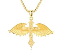 PARYFO Engelsflügel Kette 925 Sterling Silber Gold Schutzengel Flügel Kreuz Anhänger Halsketten Geschenke für Männer Engel Flügel Schmuck Geburtstag Geschenke für Männer Frauen