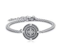 PARYFO Herren Kompass Armband 925 Sterling Silber Kompass Armband Schmuck für Graduierung Talisman Reise Inspirational Geschenke für Männer Damen Unisex,mit Edelstahlkette