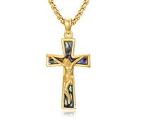 PARYFO Herren Kreuz Kette 925 Sterling Silber Gold Jesus Kreuz Anhänger Halskette Kruzifix Halskette Jesus Schutz Amulett Schmuck für Männer Christlich