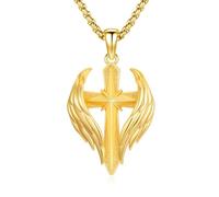 PARYFO Kreuz Flügel Kette S925 Sterling Silber Gold Schutzengel Flügel Anhänger Halsketten Geschenke für Männer Engel Flügel Schmuck Geburtstag Geschenke für Männer Frauen