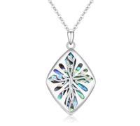PARYFO Kreuz Halskette für Frauen Sterling Silber Abalone Muschel Baum des Lebens Kreuz Halskette religiösen Kreuz Anhänger Kette Kreuz Schmuck für Frauen Mädchen, Sterling Silber