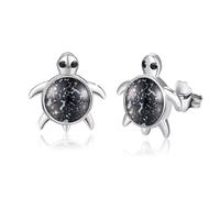 PARYFO Schildkröte Ohrringe 925 Sterling Silber Schildkröten Ohrstecker für Mädchen Onyx Ohrstecker Tier Schildkröte Schmuck für Frauen Mädchen Kinder, Sterling Silber