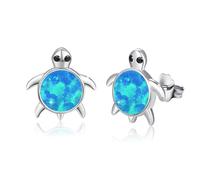 PARYFO Schildkröten Ohrringe 925 Sterling Silber Schildkröte Ohrstecker für Mädchen Blauer Opal Ohrstecker Niedlicher Tier Schildkröten Schmuck für Frauen Mädchen Kinder, Sterling Silber