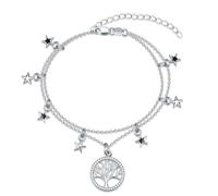 PARYFO Stern Baum des Lebens Armband Damen 925 Sterling Silber Lebensbaum Armband Verstellbar Armkette Frauen Schmuck Geschenk für Mama Mädchen Ehefrau Freundin