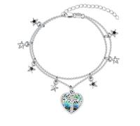 PARYFO Stern Baum des Lebens Armband Damen 925 Sterling Silber Lebensbaum Armband Verstellbar Armkette Frauen Schmuck Geschenk für Mama Mädchen Ehefrau Freundin-Herz Abalone-Muschel Armband