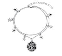 PARYFO Stern Baum des Lebens Armband Damen 925 Sterling Silber Lebensbaum Armband Verstellbar Armkette Frauen Schmuck Geschenk für Mama Mädchen Ehefrau Freundin-Blume Reben Anhänger