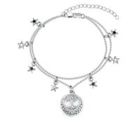 PARYFO Stern Baum des Lebens Armband Damen 925 Sterling Silber Lebensbaum Armband Verstellbar Armkette Frauen Schmuck Geschenk für Mama Mädchen Ehefrau Freundin-Oval Opal Armbänder