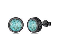 PARYFO Wikinger Ohrstecker für Männer 925 Sterling Silber Schwarzer Ohrstecker Türkis Ohrringe Wikinger Schmuck für Herren Damen Mädchen