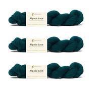 PASCUALI Alpaca Lace |Strickwolle aus 100% Alpakawolle, Alpaka Wolle zum Stricken und Häkeln, SET: 3 Stränge - 150g, Farbe:Petrol 45