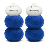PASCUALI Merino Baby|Strickwolle aus 100% Schurwolle aus Merino, Merinowolle zum Stricken und Häkeln, SET: 4 Knäuel - 200 g, Farbe: Kobalt 515