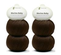 PASCUALI Merino Baby|Strickwolle aus 100% Schurwolle aus Merino, Merinowolle zum Stricken und Häkeln, SET: 4 Knäuel - 200 g, Farbe: Schokobraun 325