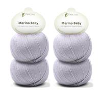 PASCUALI Merino Baby|Strickwolle aus 100% Schurwolle aus Merino, Merinowolle zum Stricken und Häkeln, SET: 4 Knäuel - 200 g, Farbe: Krokus 313