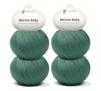 PASCUALI Merino Baby|Strickwolle aus 100% Schurwolle aus Merino, Merinowolle zum Stricken und Häkeln, SET: 4 Knäuel - 200 g, Farbe: Wald 318