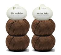 PASCUALI Merino Baby|Strickwolle aus 100% Schurwolle aus Merino, Merinowolle zum Stricken und Häkeln, SET: 4 Knäuel - 200 g, Farbe: Haselnuss 324