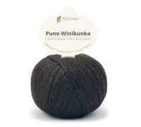 PASCUALI | Puno | Strickwolle aus 70% Baumwolle (Bio) und 30% Alpakawolle Alpaka Wolle Alpaca Baby zum Stricken und Häkeln, 1 Knäuel - 50g - Farbe: Espresso 76